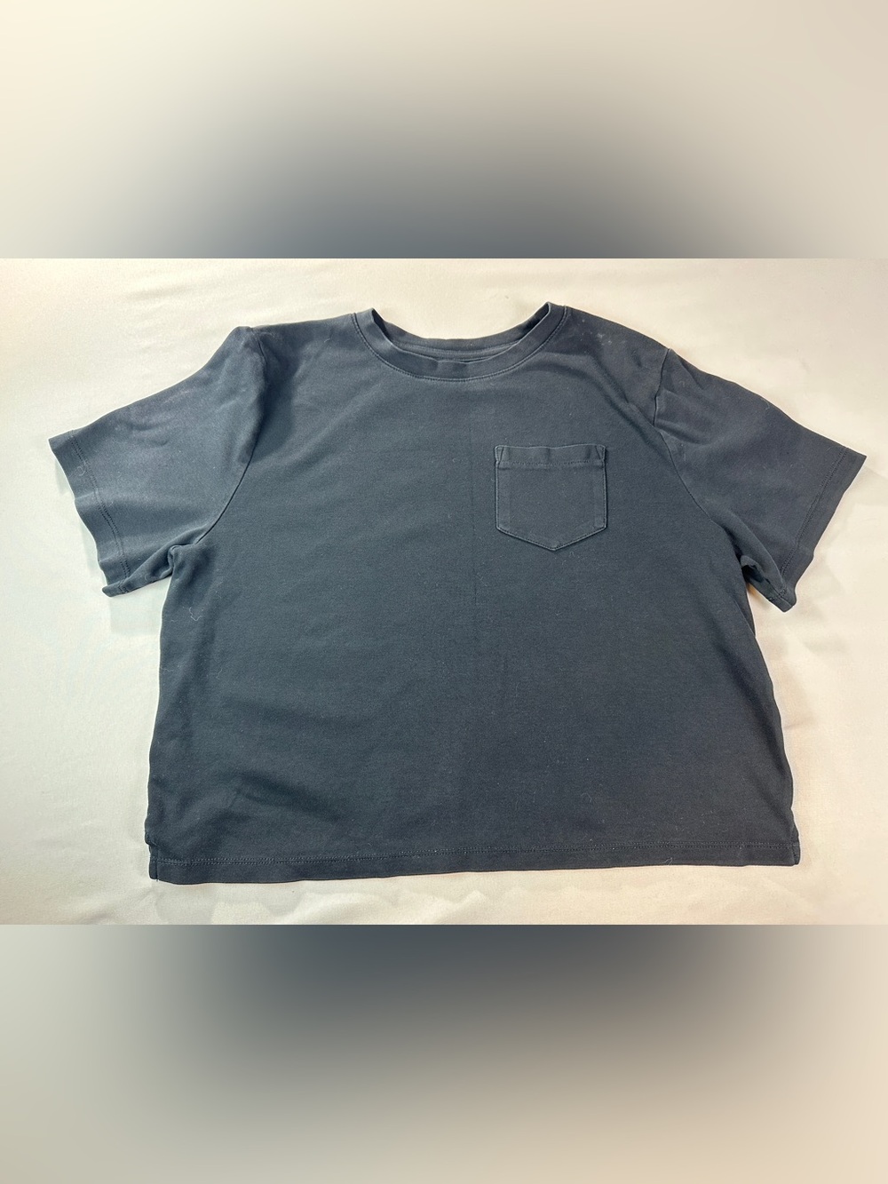 a new day Black Crop Shirt Short Sleeve Pocket Tee